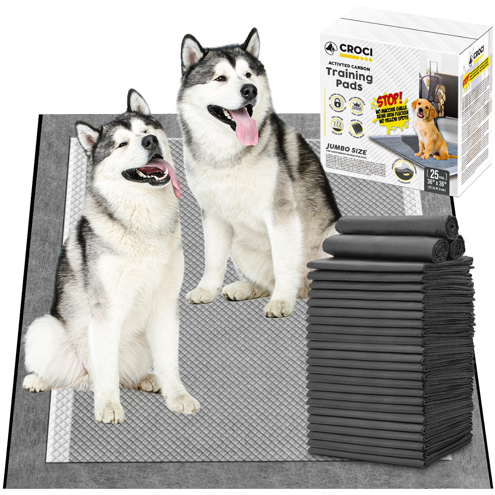Croci 36x36 activated-carbon pee pad, large surface for potty training and protection.