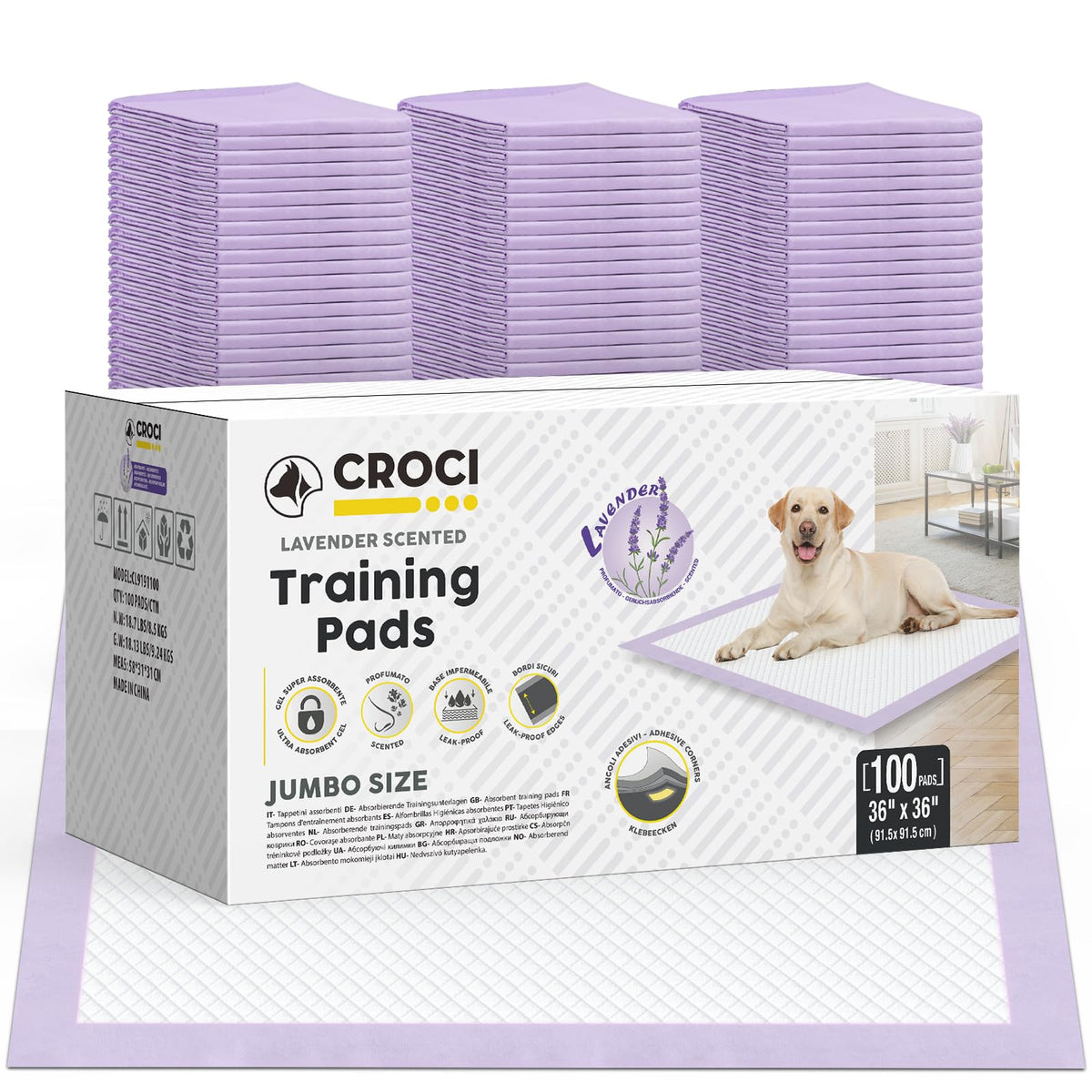 Croci dog pads extra large 36x36in packaging shows premium design for quick use