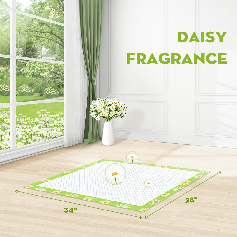Croci pee pads daisy pattern core absorbs and locks in moisture for clean floors