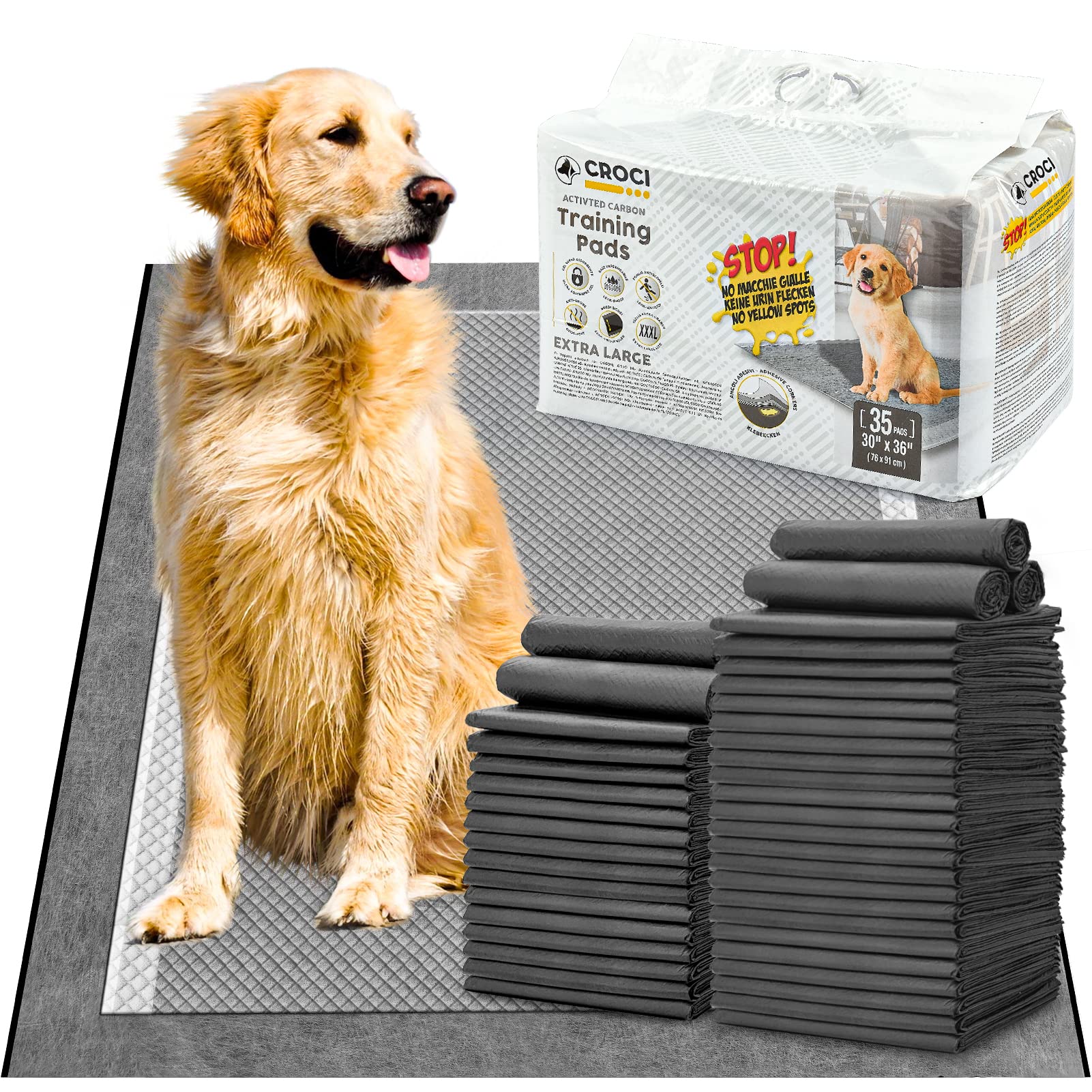 Croci Pee Pads odor-control close-up highlights activated carbon layer