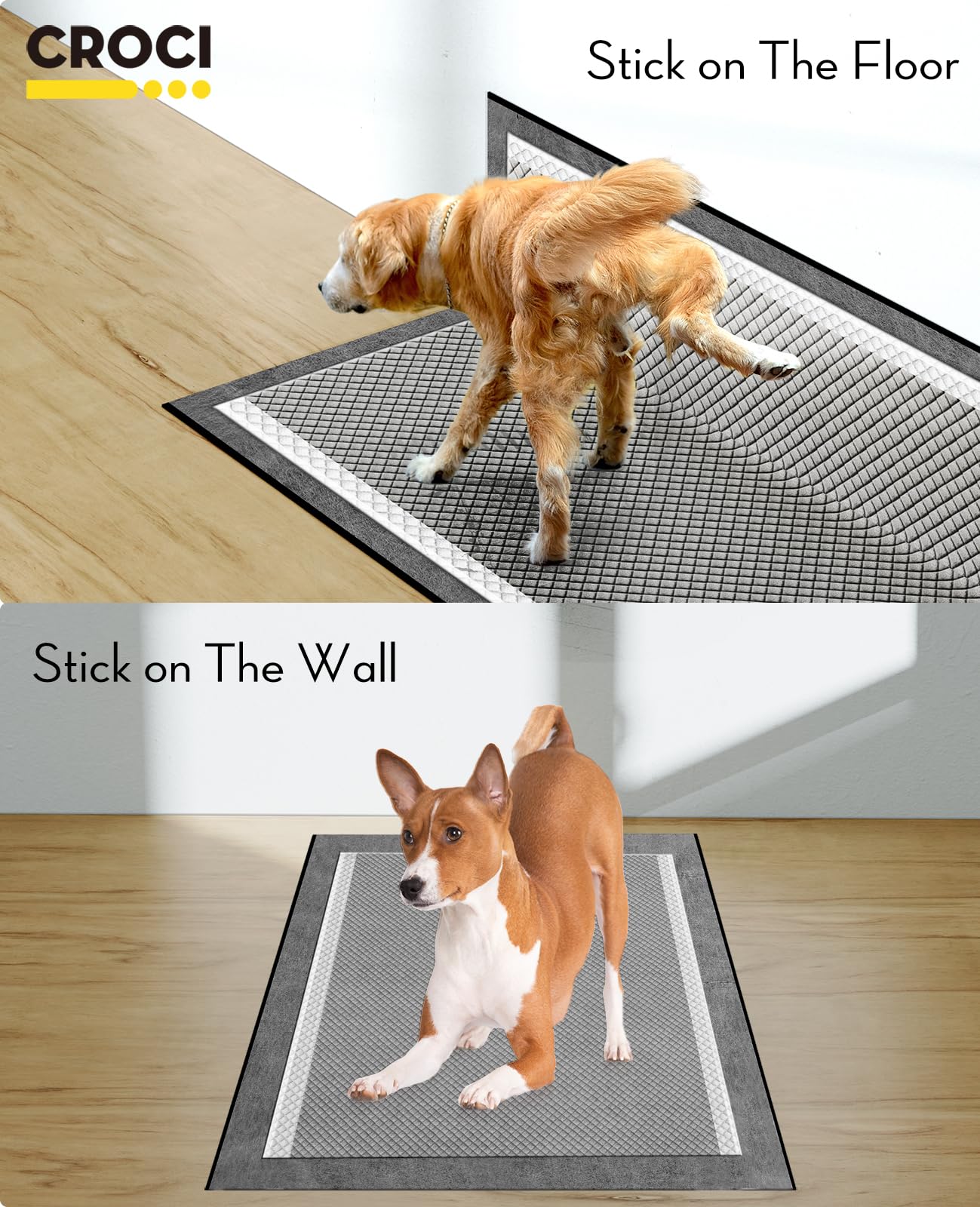 Dog using Croci pad at home highlights odor control in use
