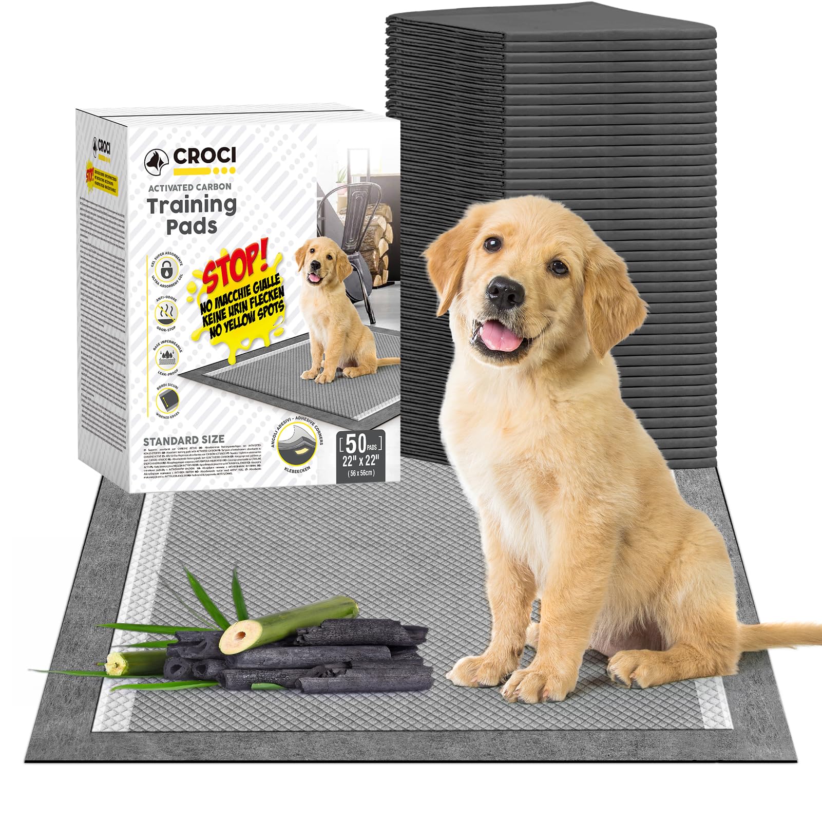 Croci puppy pee pad front view in 22x22 for easy potty training.