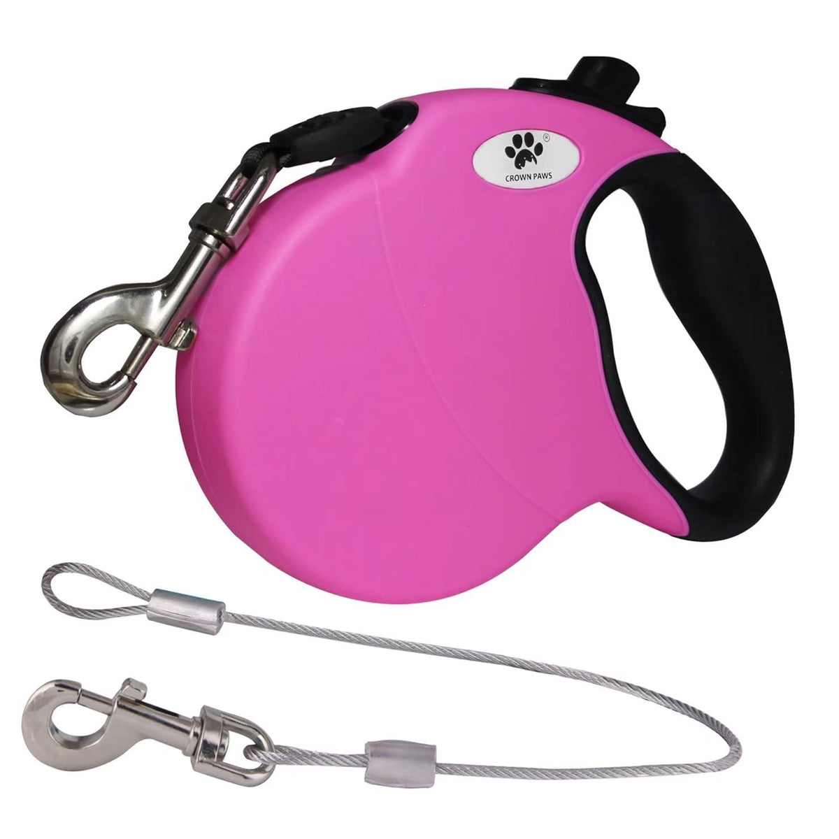 CROWN PAWS 16ft retractable leash extended view for large breeds, smooth control.