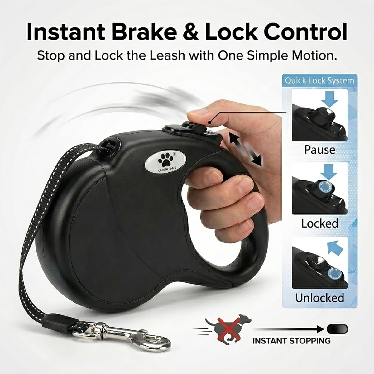 Anti-chewing steel wire rope maintains leash integrity during tough chewers with CROWN PAWS.