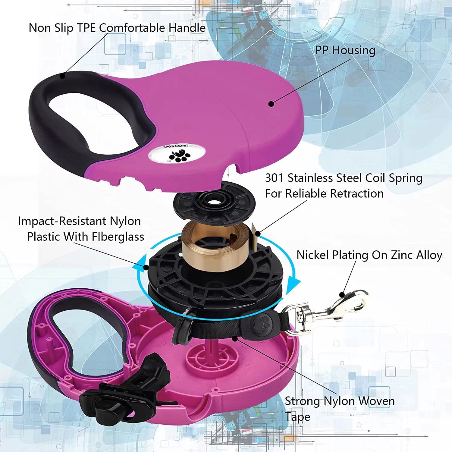 CROWN PAWS braking system close-up, precise instant control.