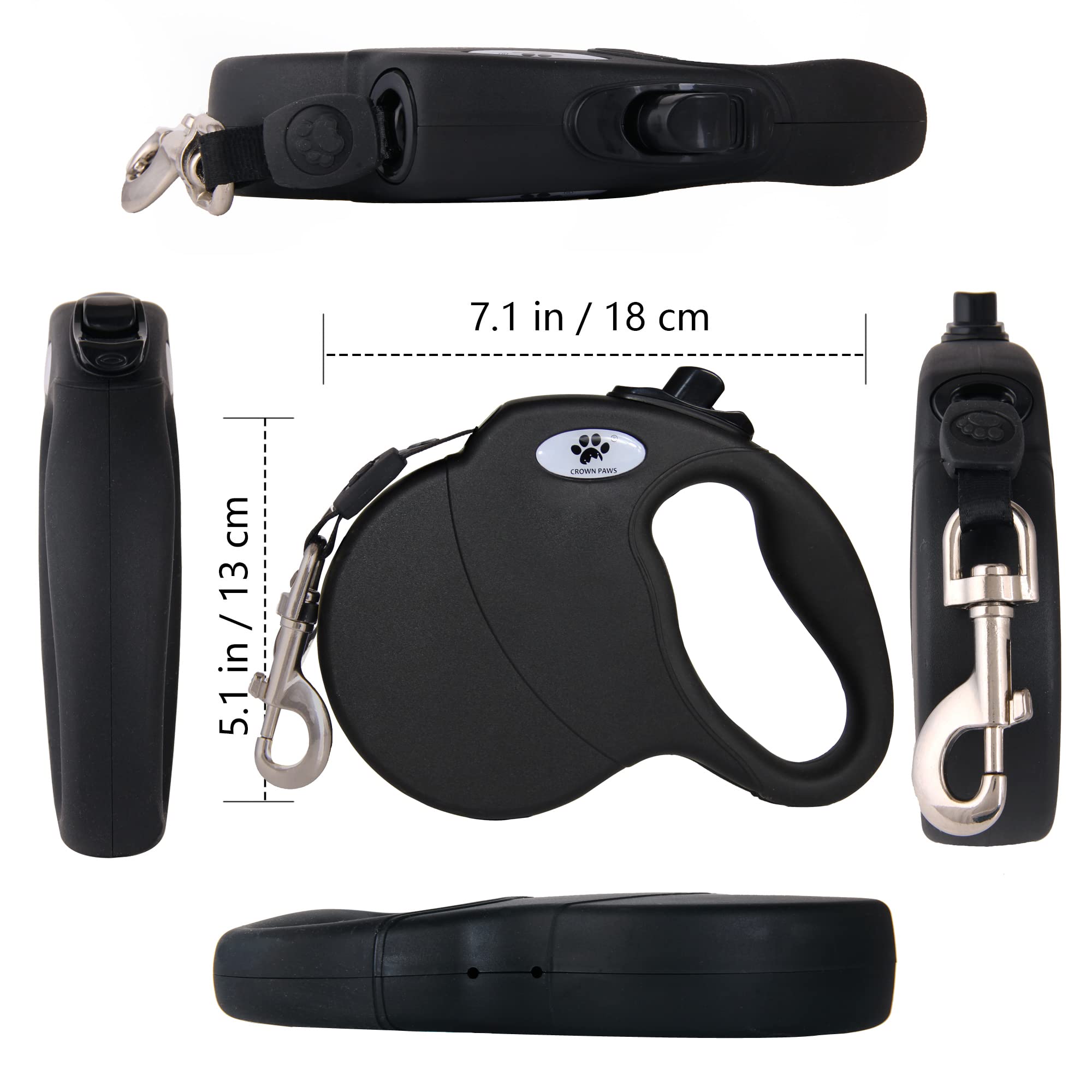 CROWN PAWS rustproof swivel hook allows continuous rotation for comfortable walks.