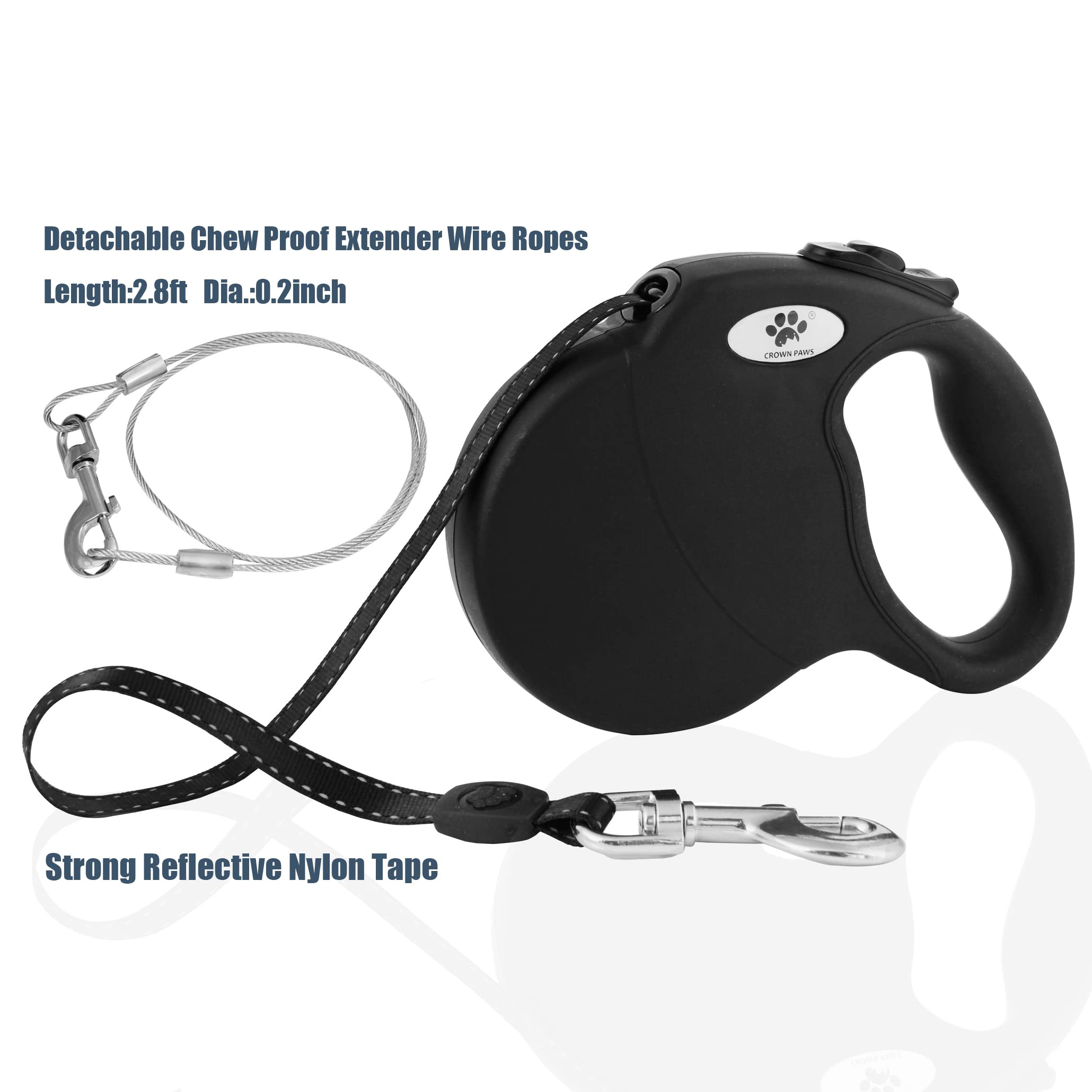 Tape guidance system from CROWN PAWS keeps leash tangle-free during 360-degree action.