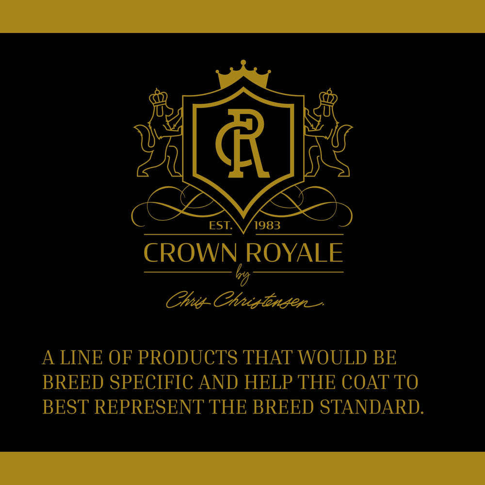 Crown Royale Detangling Spray for horse coat application during grooming session.
