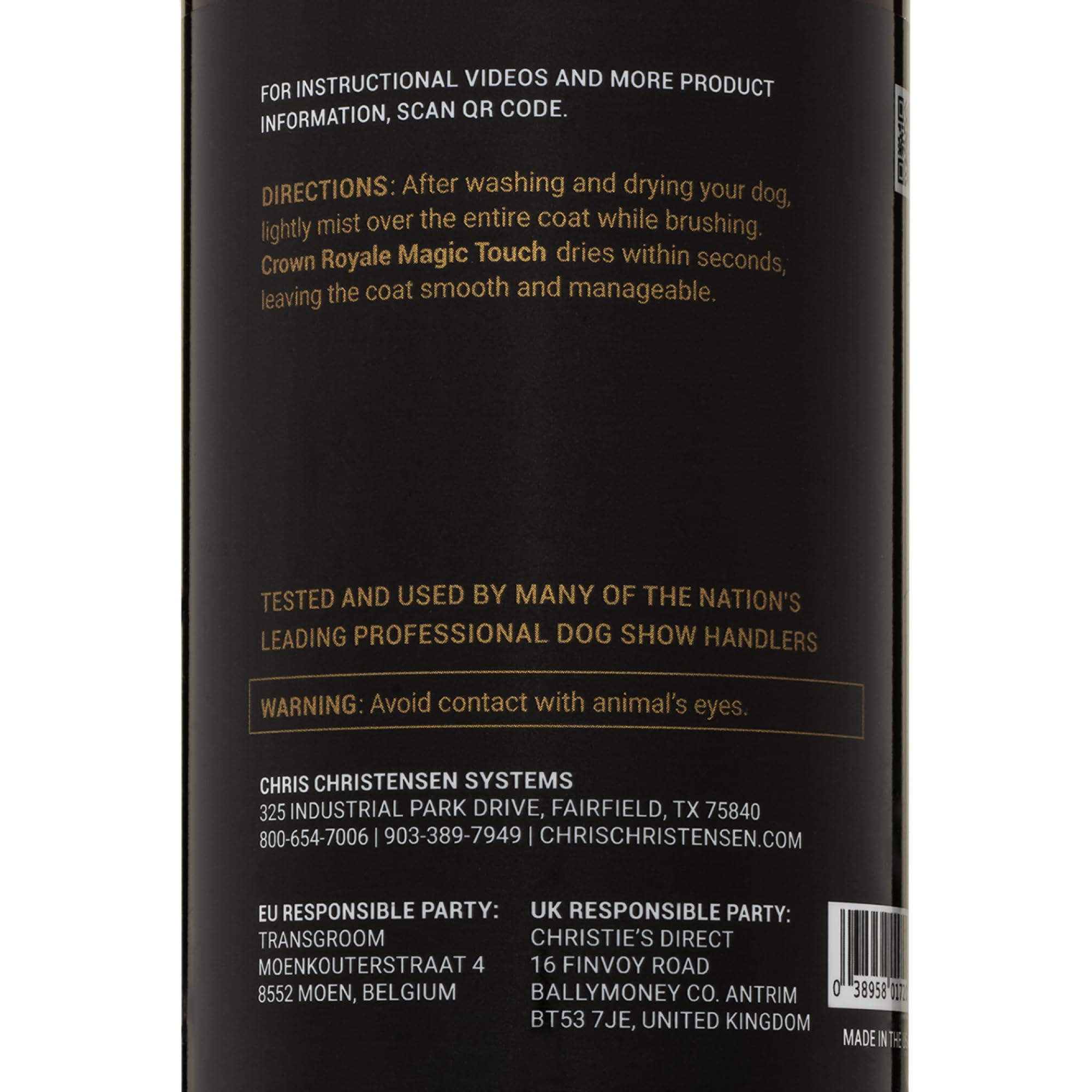 Crown Royale Magic Touch coat-detail visual showing conditioning action