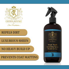 Crown Royale Magic Touch Formula 3 bottle angled shot, convenient grooming solution