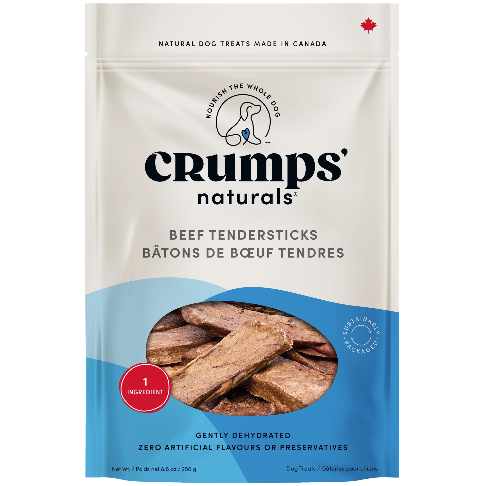 Crumps' Naturals Beef Tender Sticks slices are ideal rewards for training.