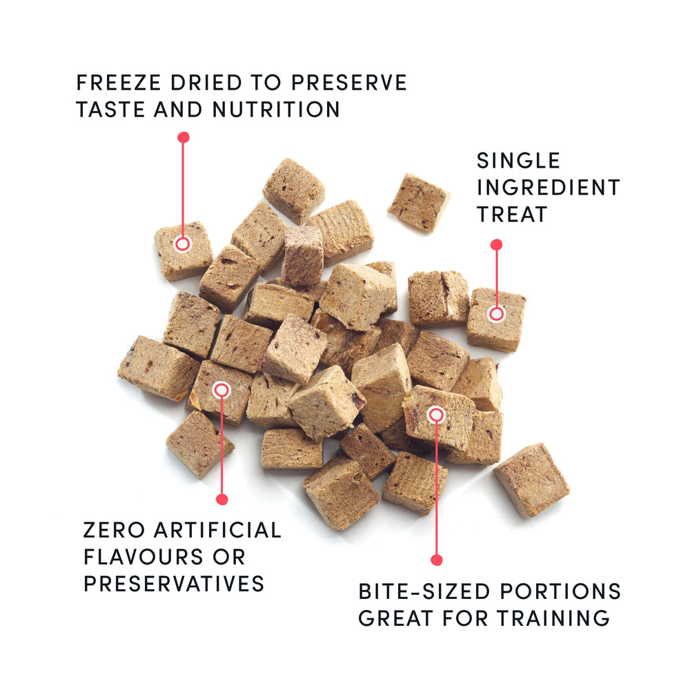 Close-up of Mini Trainers bite showing crunchy texture.