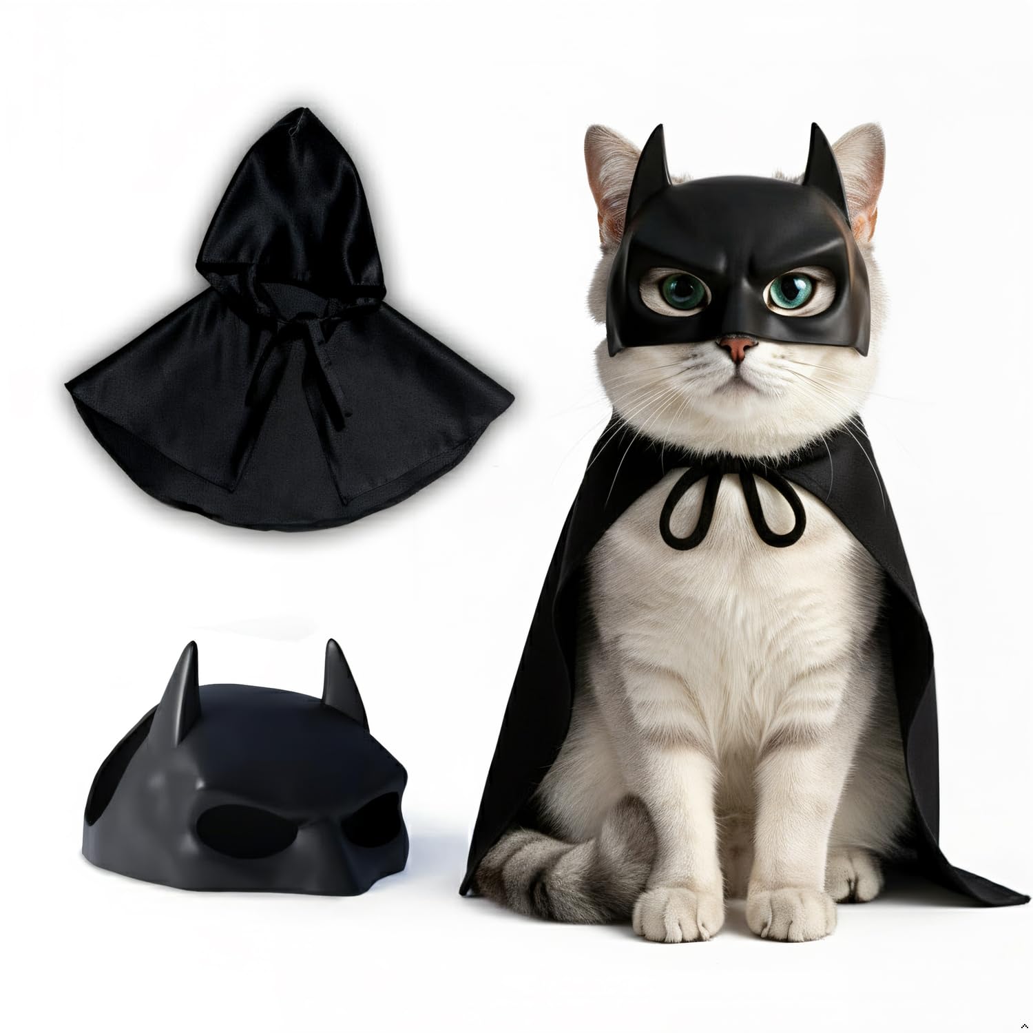 CRYO BOX bat cat mask on a curious cat for Halloween photos
