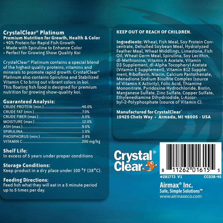 CrystalClear Platinum 3mm pellets close-up for smaller koi and goldfish