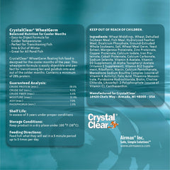 CrystalClear WheatGerm pellets close-up showing 3mm size for koi and goldfish feeding