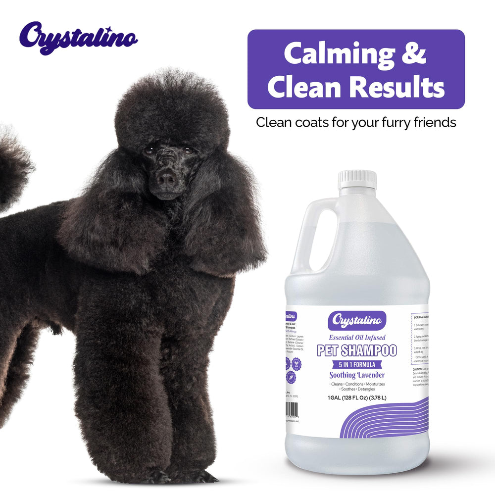 Crystalino Lavender dog shampoo and conditioner duo designed for a soft coat