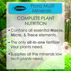 Crystalpro Flora Multi Minerals ingredients closeup shows trace minerals for plant growth.