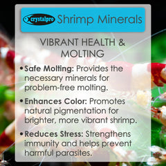 Crystalpro Shrimp Minerals label closeup showing the concentrated mineral blend for invertebrates.