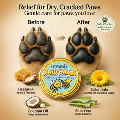 Crystaltails balm ingredients: beeswax and cocoa butter for gentle protection
