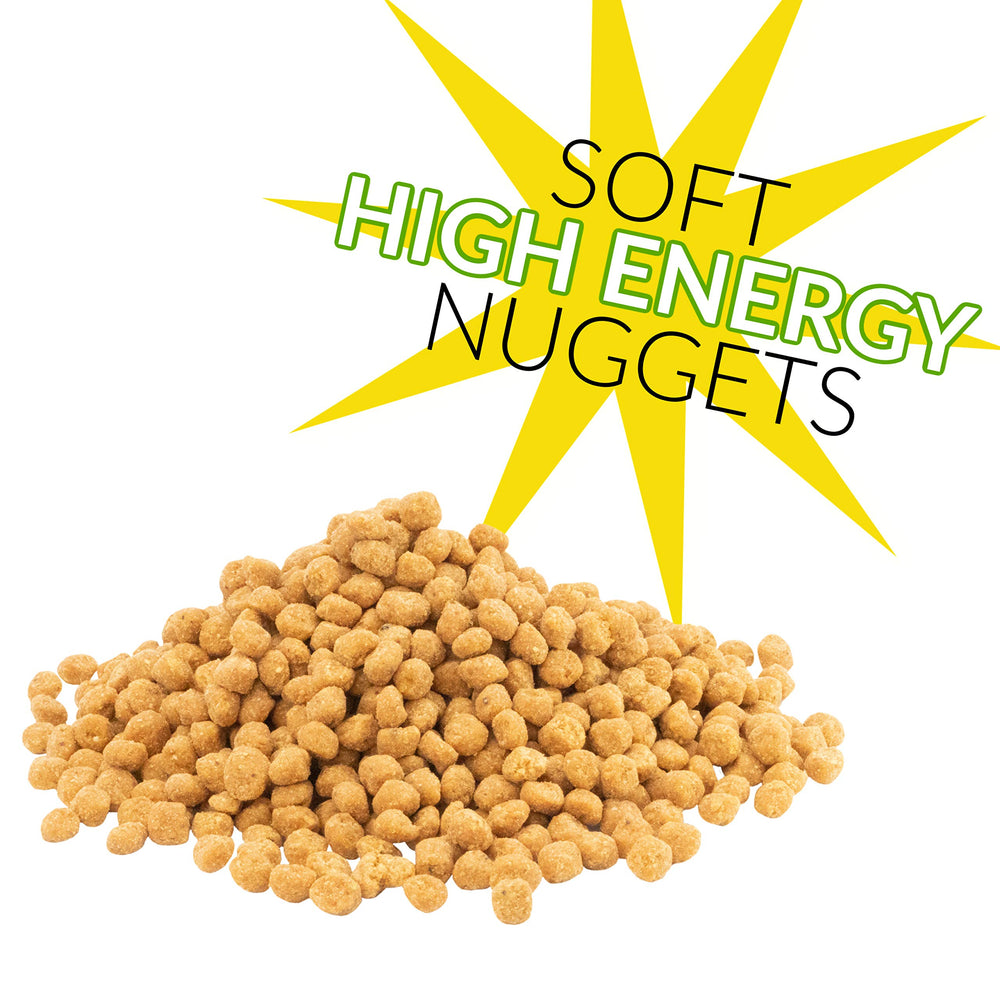 Feeder-ready nuggets for easy dispensing and less mess.