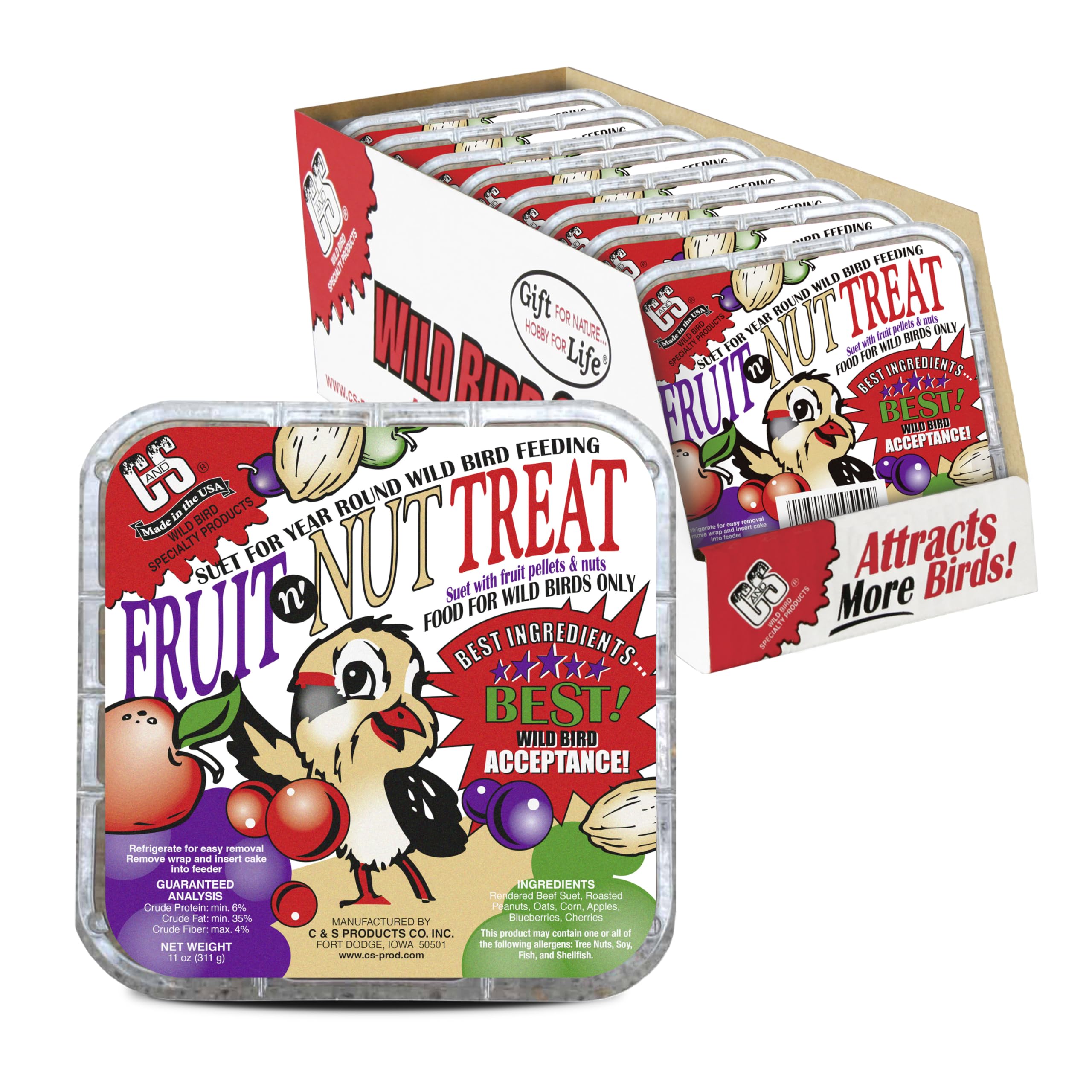 C&S Fruit n’ Nut Suet Cake with apple fuels robins and thrushes
