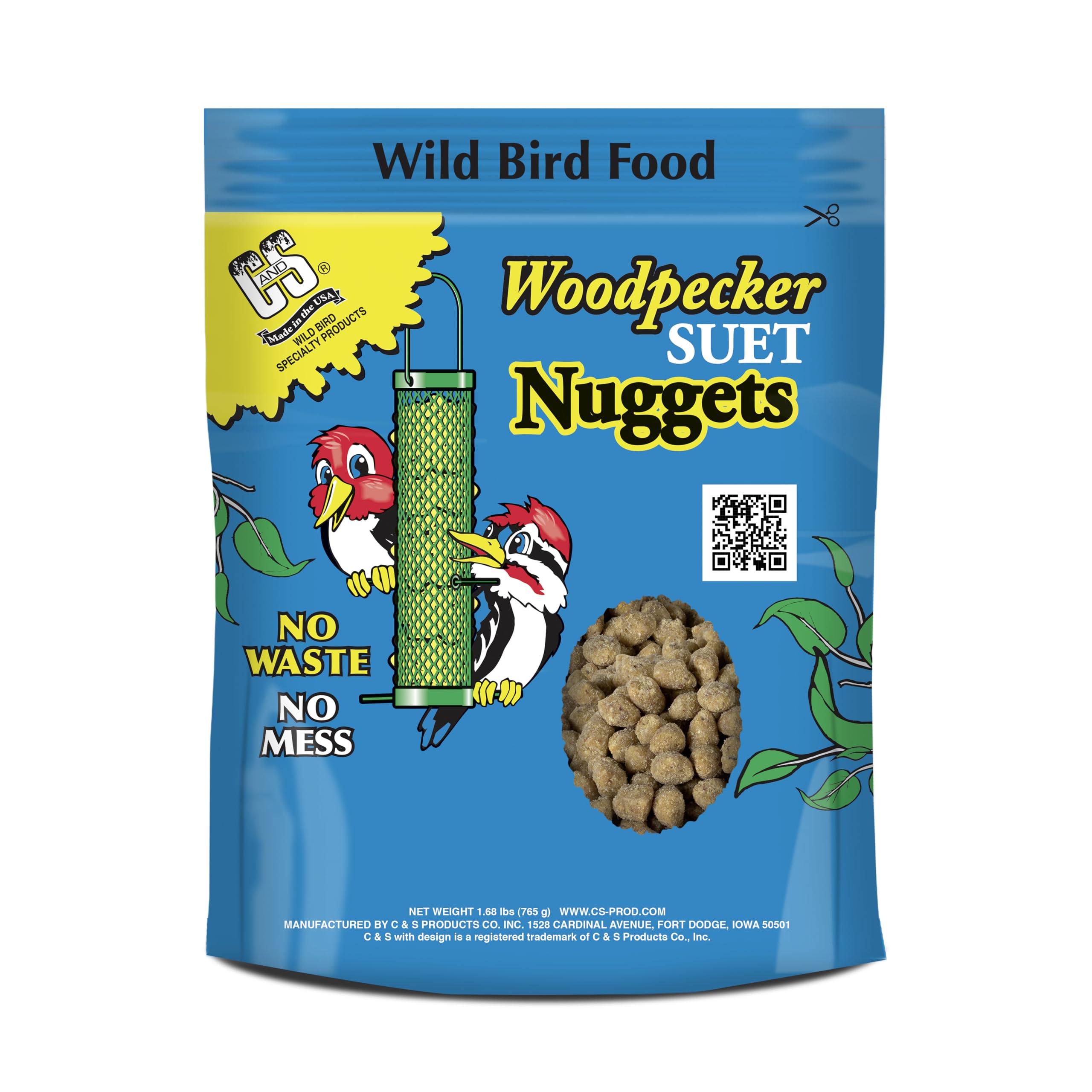 C&S Woodpecker Suet Nuggets in a resealable bag for freshness and convenience.