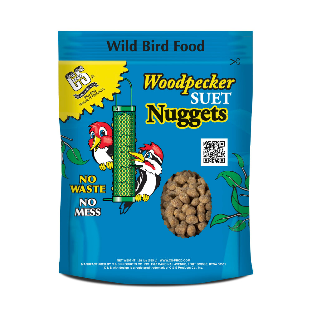 C&S Woodpecker Suet Nuggets in a resealable bag for freshness and convenience.