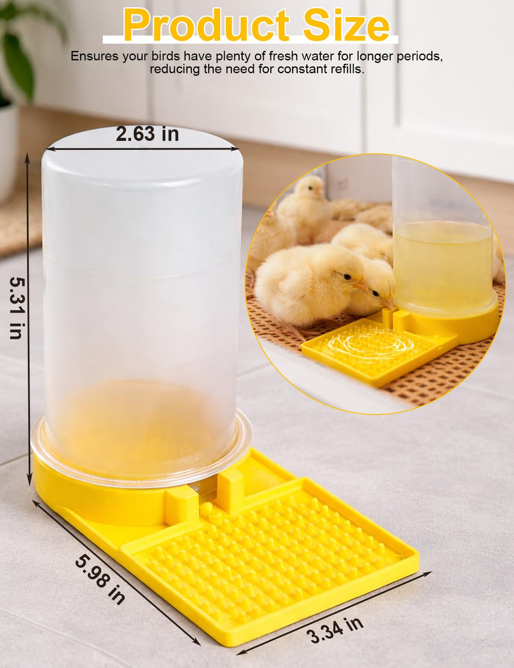 CTTZCKJ Ultra Leak-Proof Quail Water Feeder, top view, no-spill design minimizes spills.