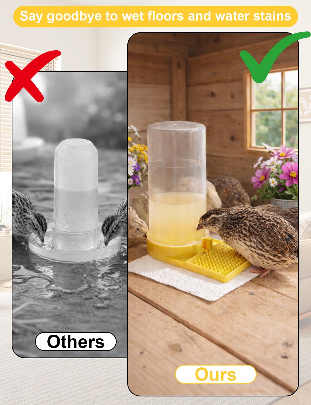 CTTZCKJ Ultra Leak-Proof Quail Water Feeder in a brooder, gentle hydration for chicks.