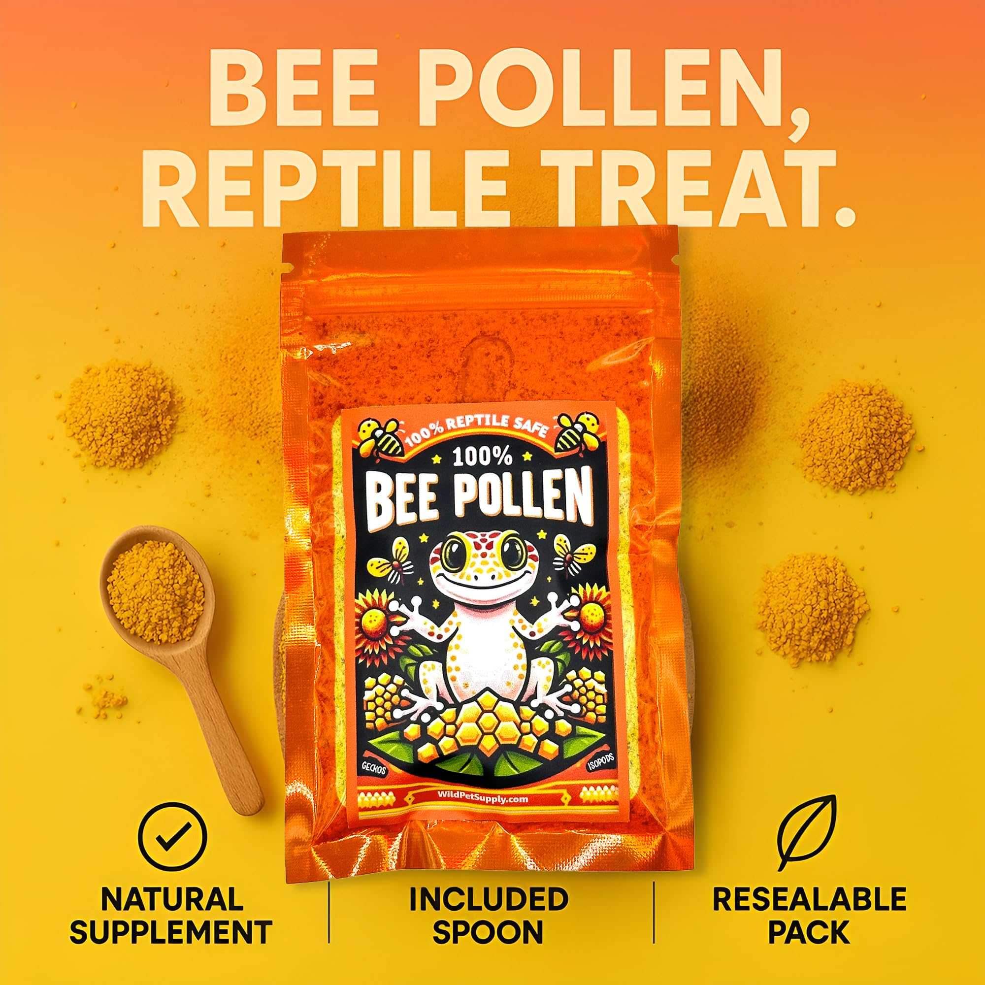 CTWPets bee pollen powder being mixed into pet food for daily supplementation.