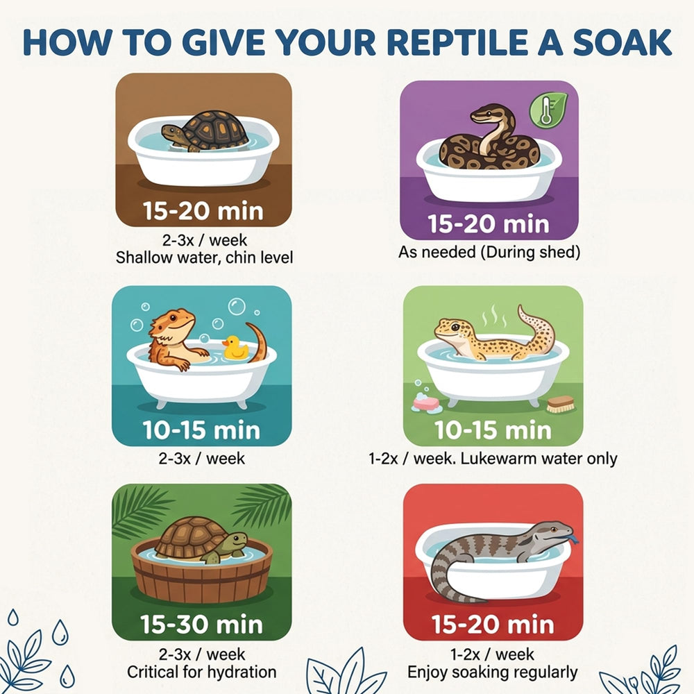 CTWPets Leopard Gecko hydration bath using electrolyte soak for nutrient absorption.