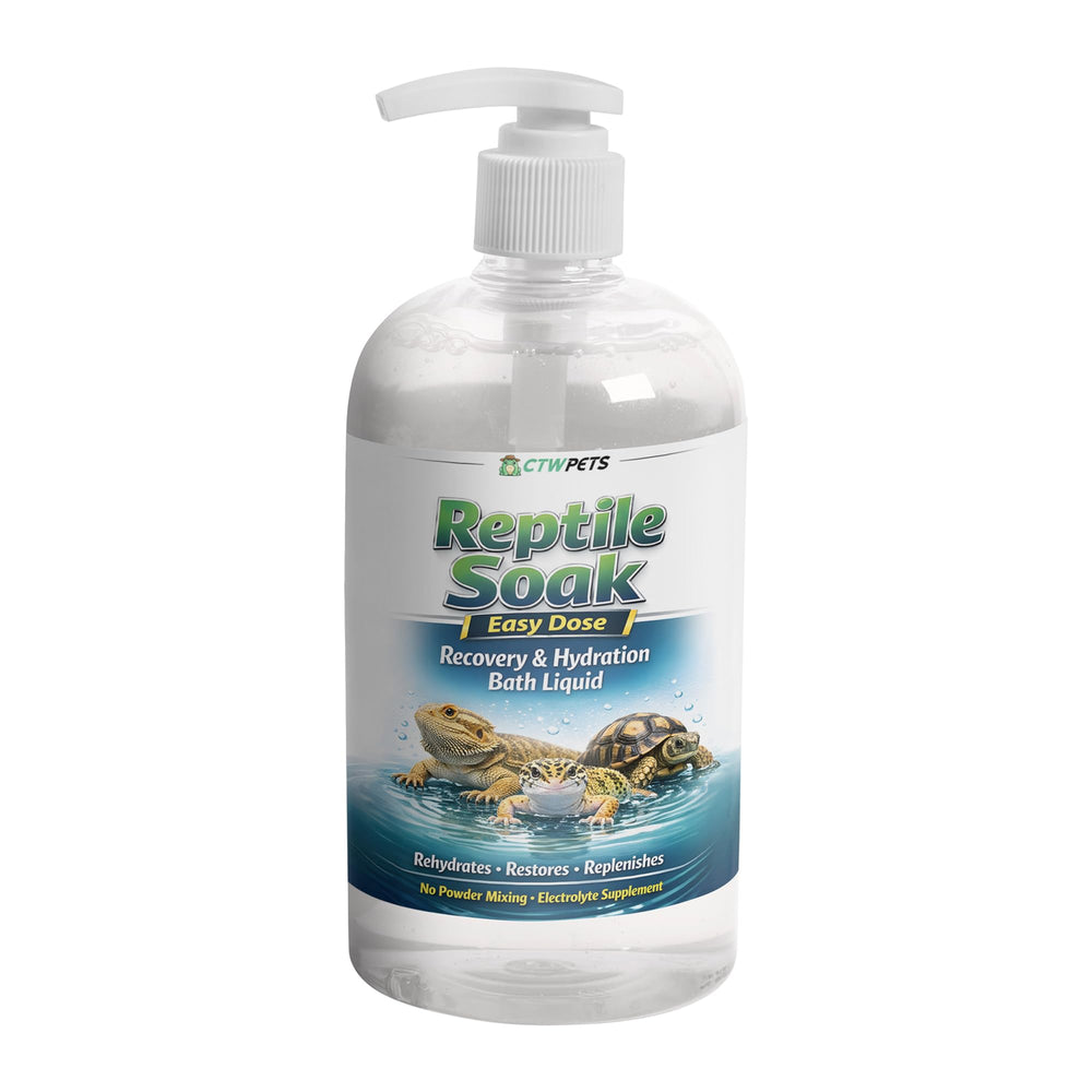 CTWPets Reptile Electrolyte Soak bottle with pump for quick, convenient hydration baths.