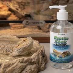 CTWPets Reptile Electrolyte Soak being poured into water for easy prep.