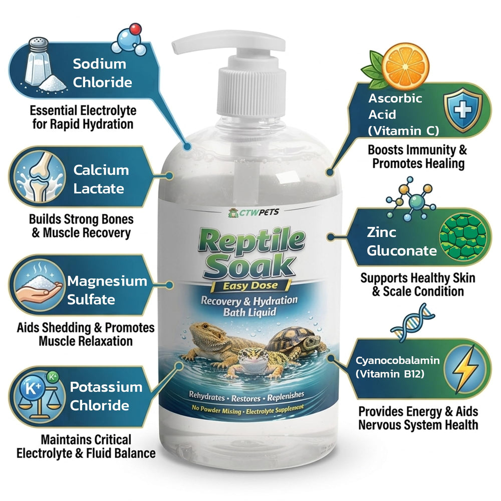 CTWPets Reptile Shed Soak warms water to support shedding routines.