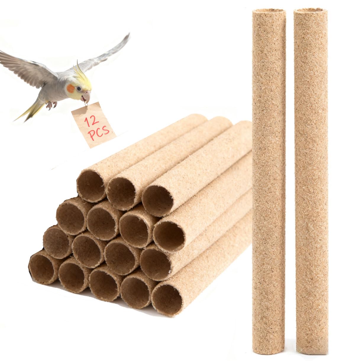 CuaxTume sanded perch covers on a 10-inch perch for parakeets promote nail care