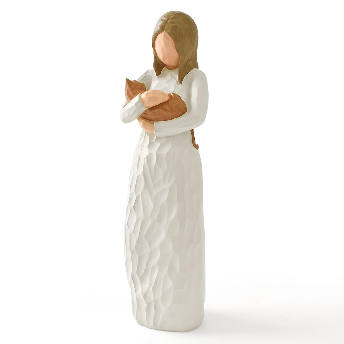 Cuayaes orange cat figurine in arms, a gentle remembrance gift.