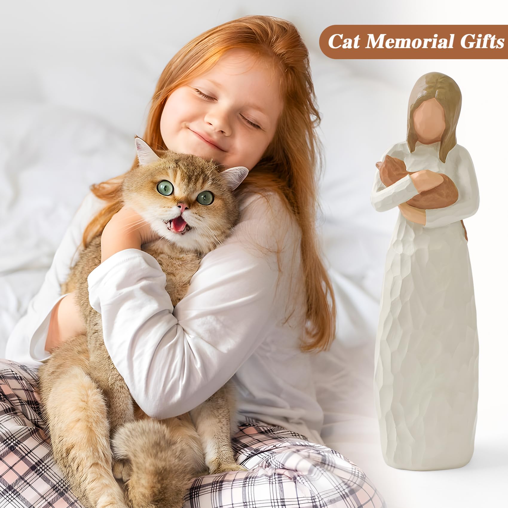 Cuayaes hand-painted resin statue, 5.6 inches, elegant keepsake for cat lovers.