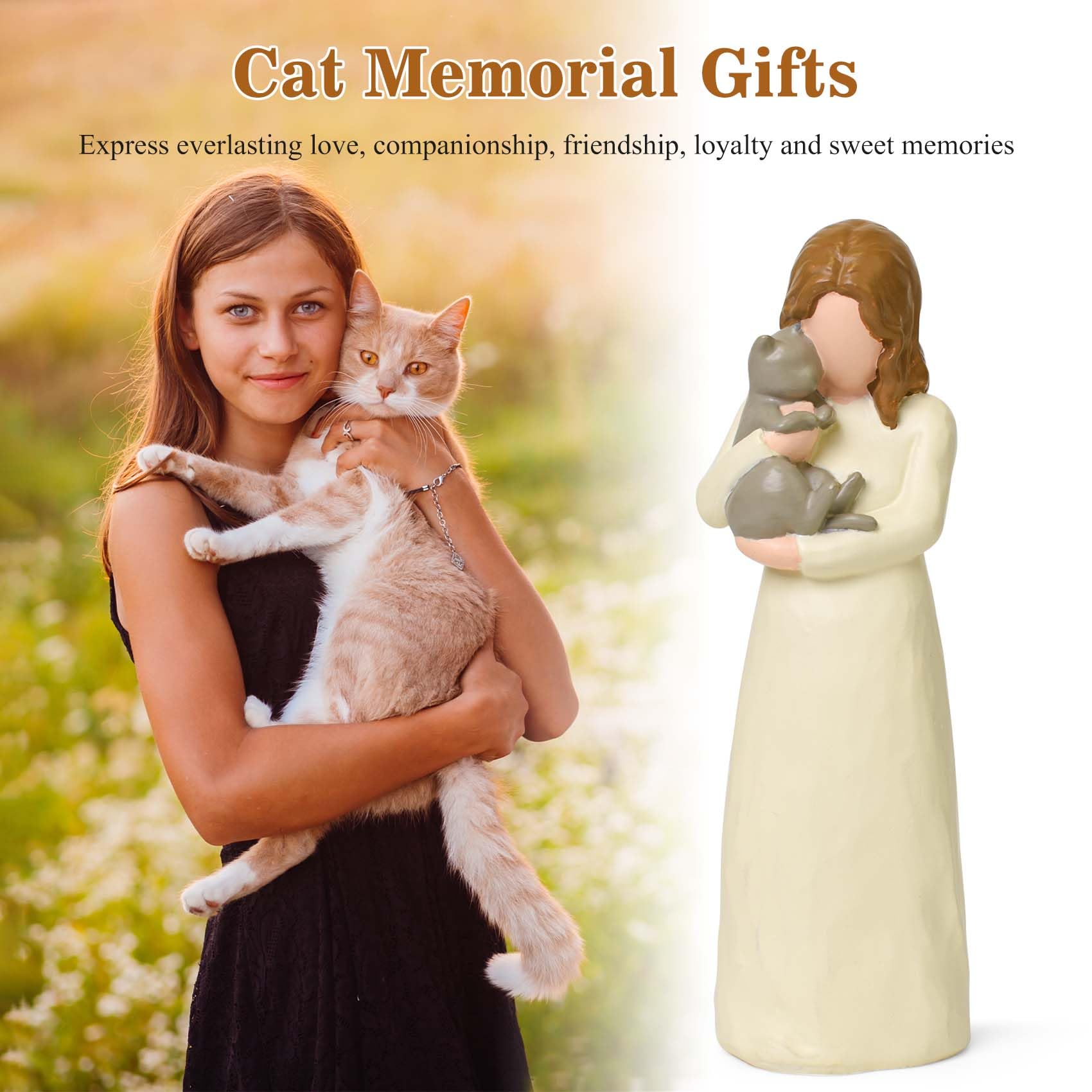 Cuayaes hand-painted resin cat statue with gentle tones