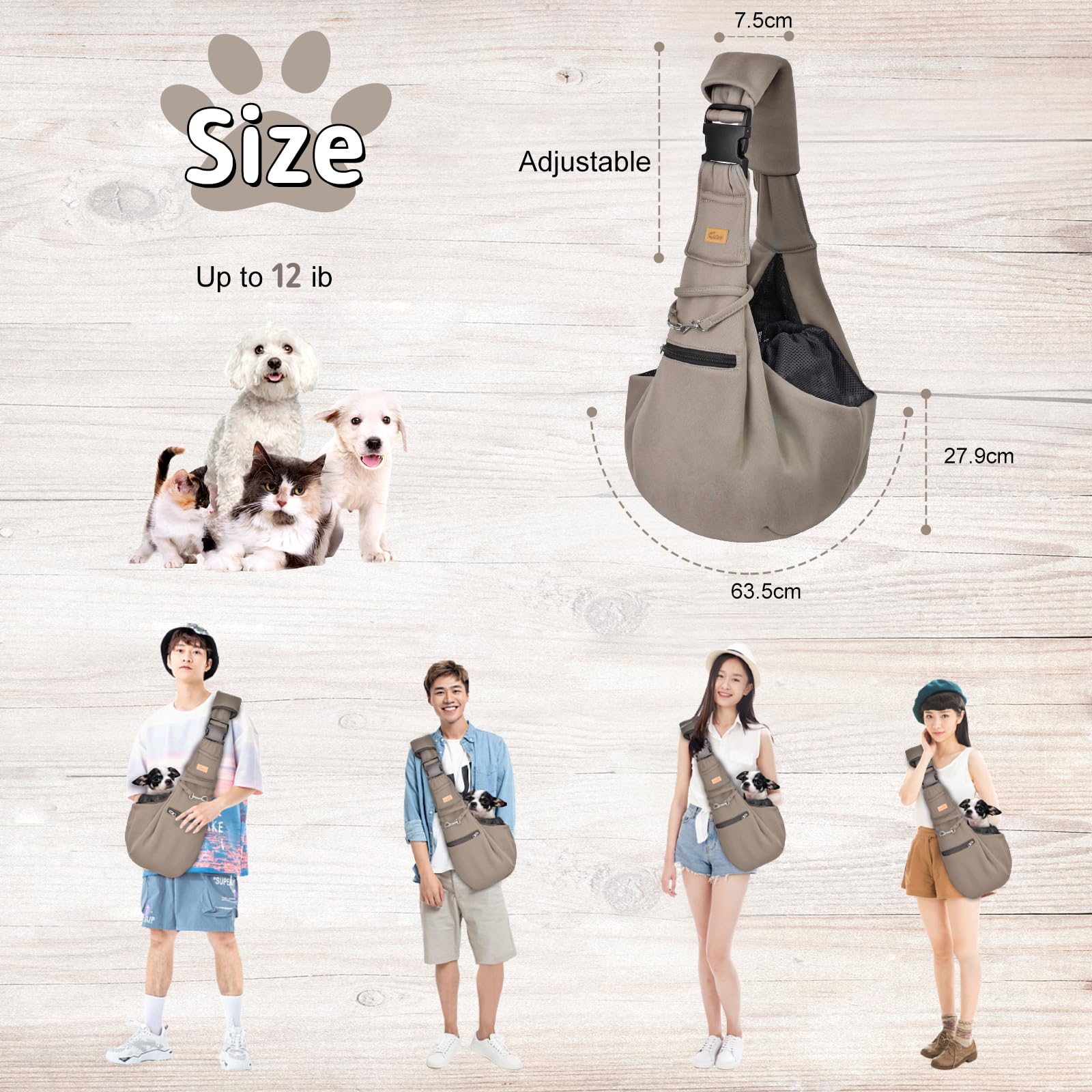 Cuby compact travel sling fits small pets like Yorkies and Poms.