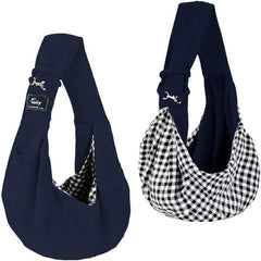 Cuby dog-cat sling carrier front view with secure buckle for pets.