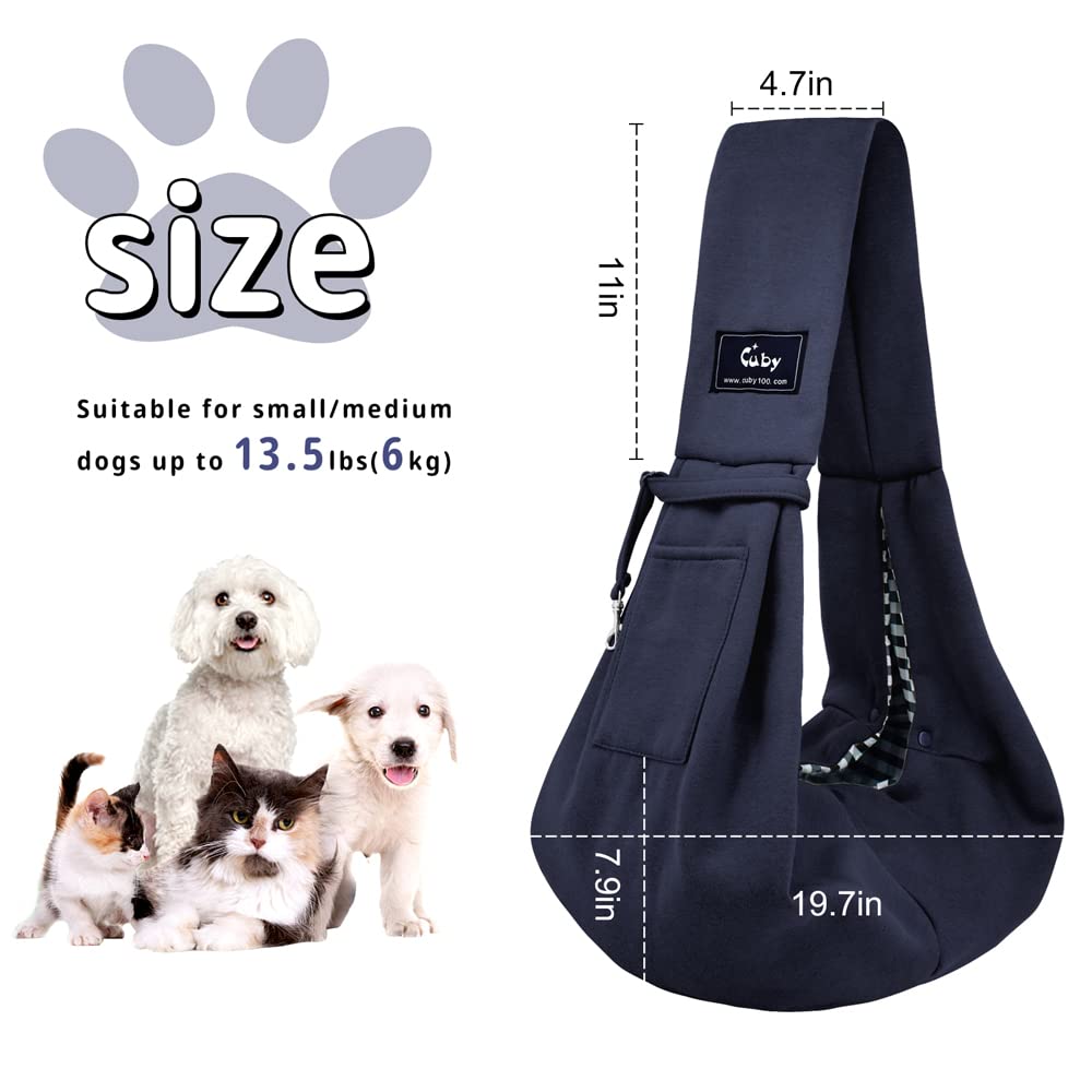 Cuby dog-cat sling carrier safety buckle detail for secure outings.