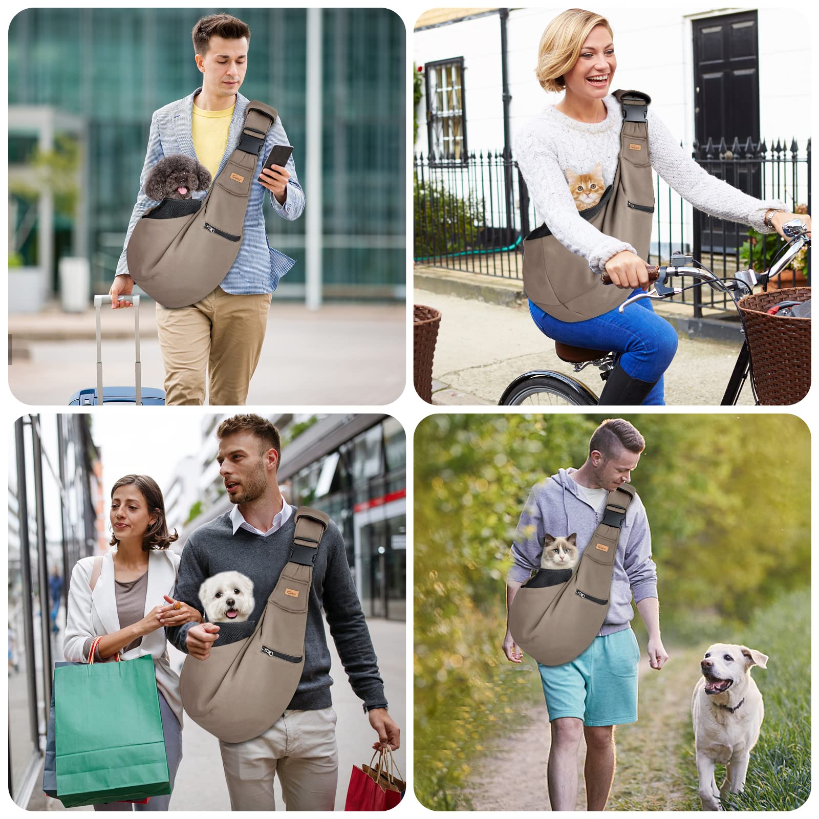 Cuby sling features large pockets for phone and keys.