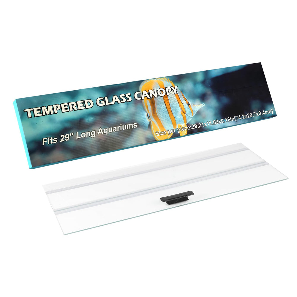 CUCZUUS glass canopy front view for Marineland Perfecto 48x18, reduces evaporation.