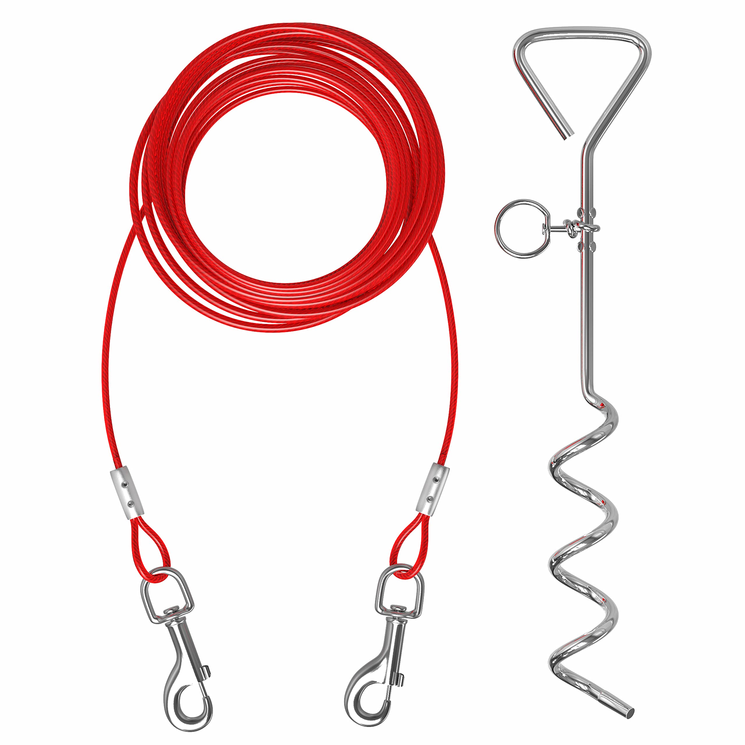 Cuddlerr 20ft tie-out cable keeps dogs safely roaming in the yard.