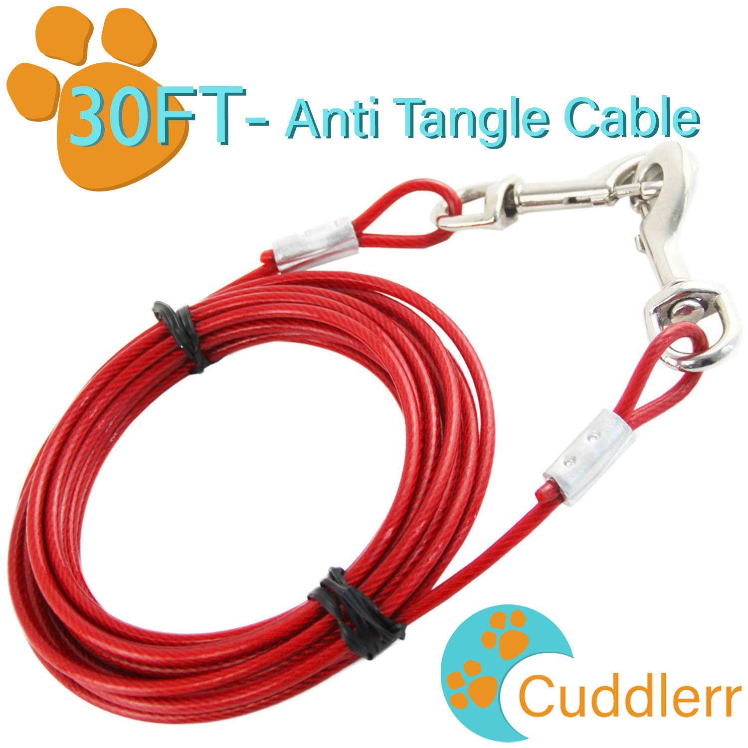 Cuddlerr red tie out cable highlights a visible, durable outdoor accessory.