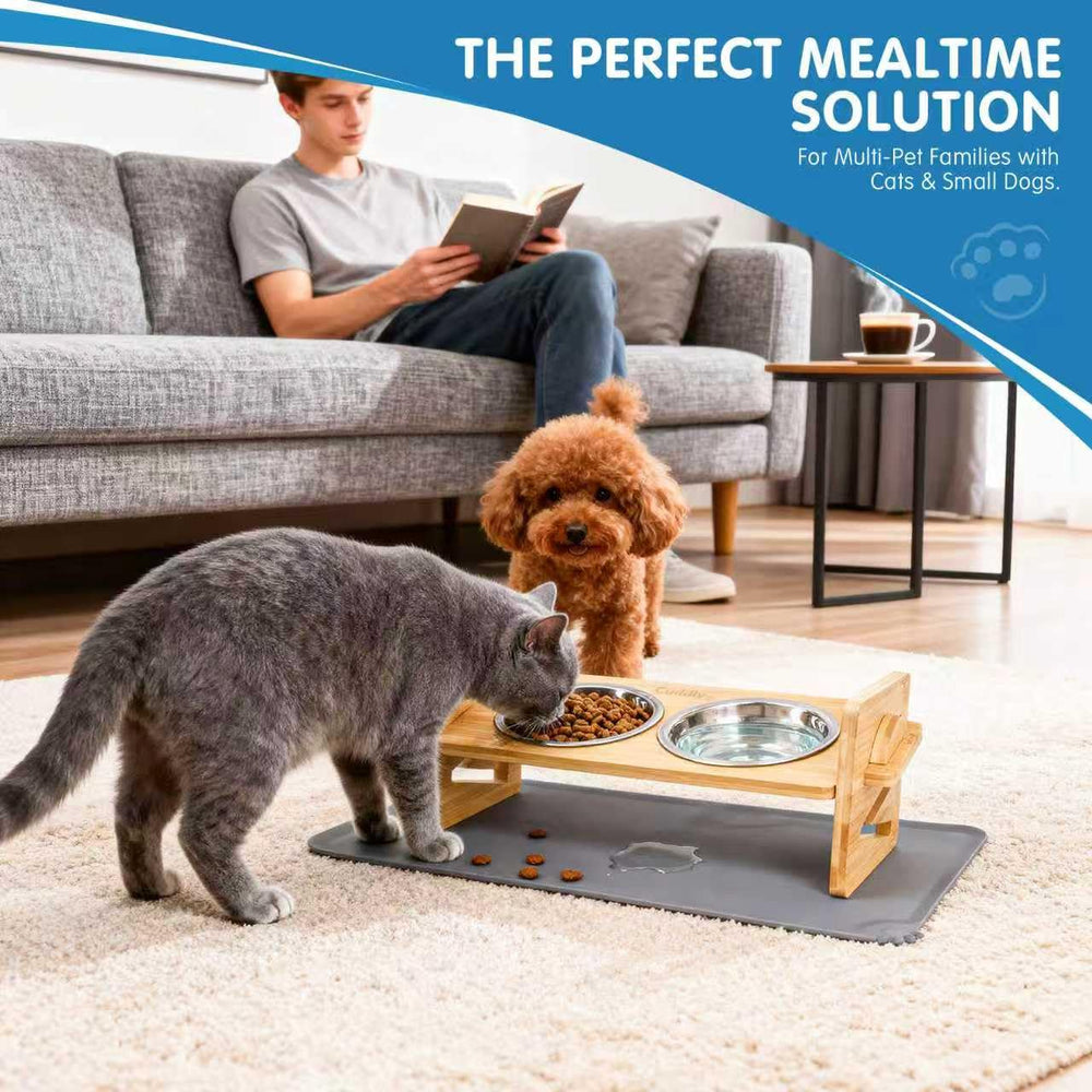 CuddlyCo eco-friendly bamboo feeder complements modern home decor.