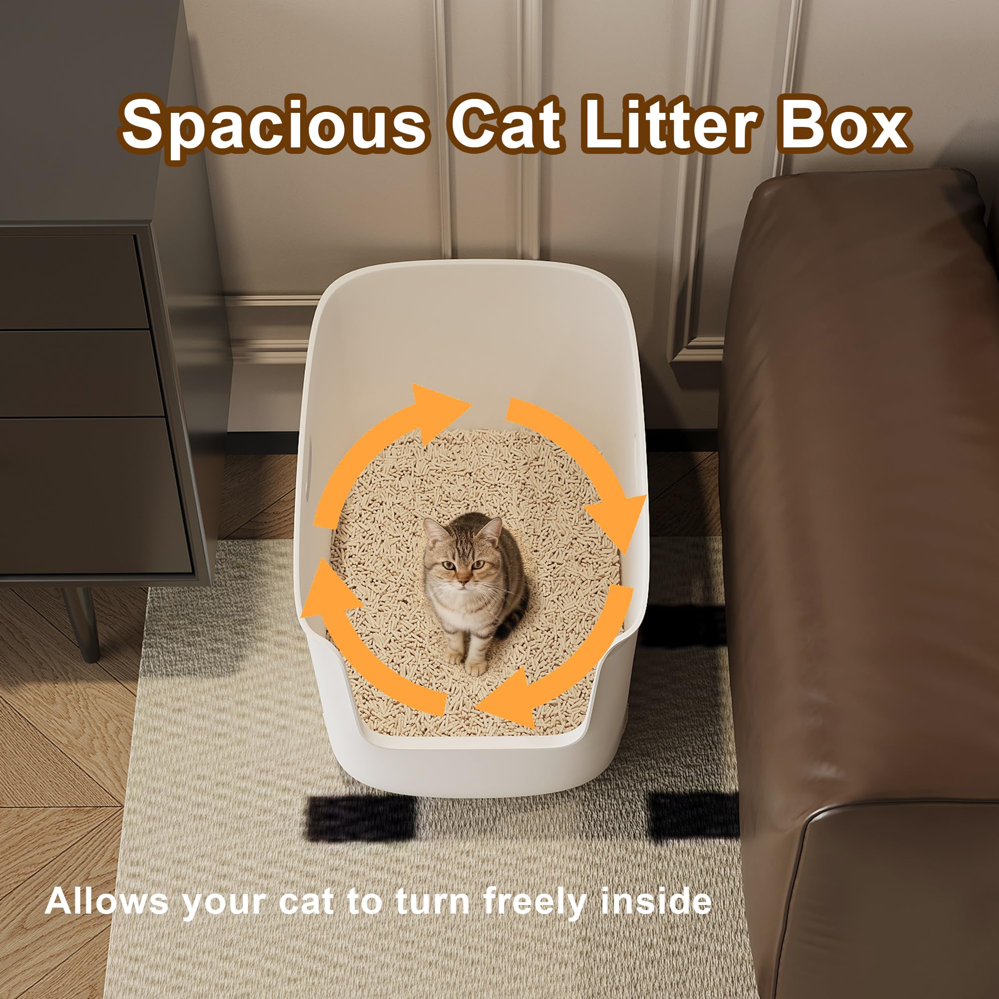 Cuddpaw anti-splash system with elevated walls keeps floors cleaner.