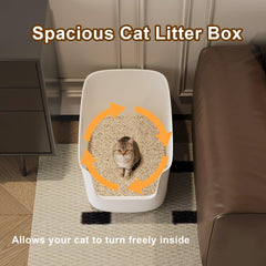 Cuddpaw anti-splash system with elevated walls keeps floors cleaner.