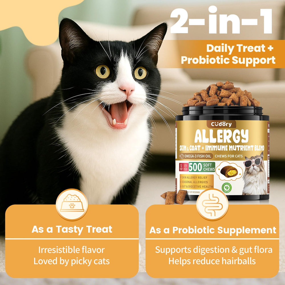 Cudory probiotic blend highlights gut-friendly formula for cats.