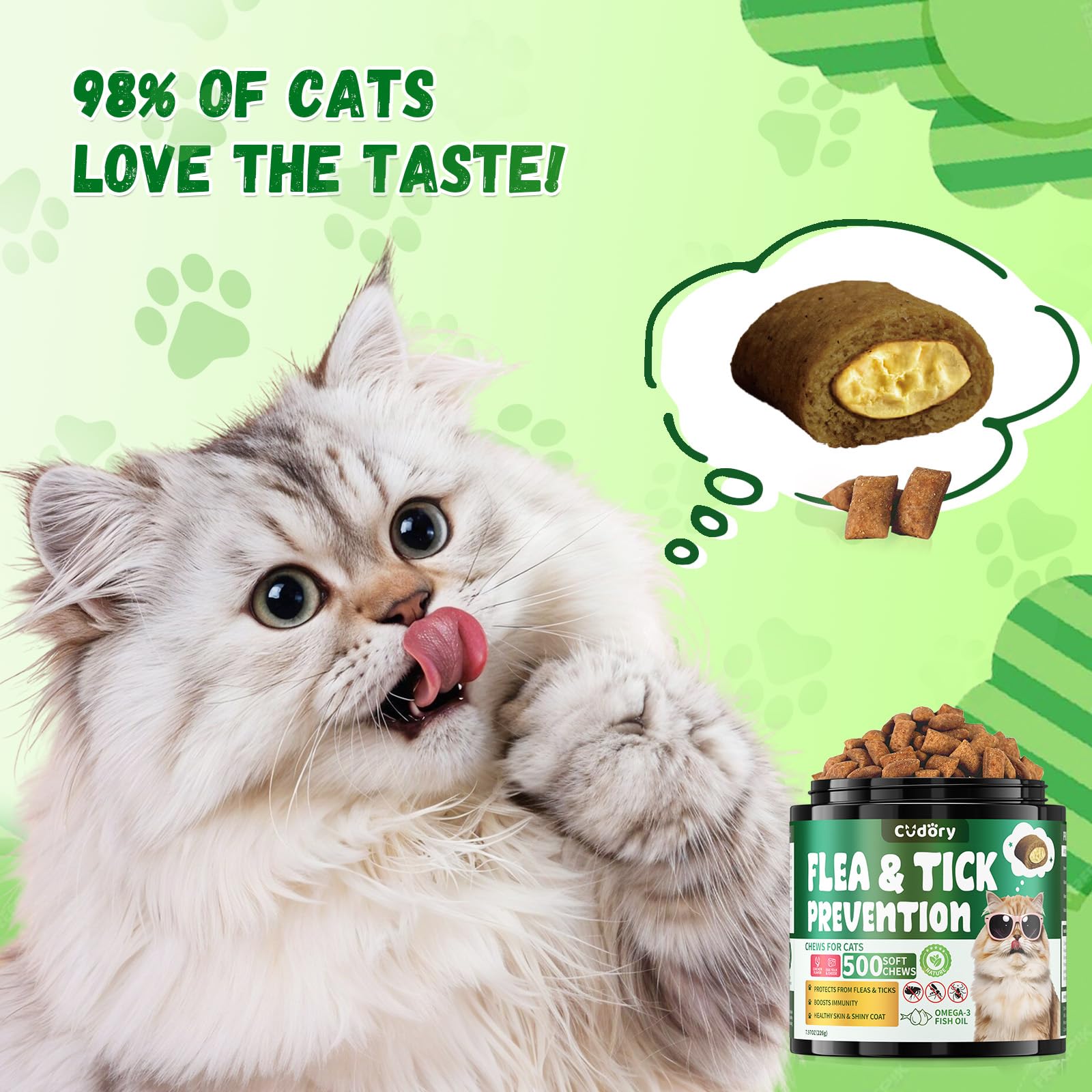 Cudory crunchy creamy chews for easy daily care of cats
